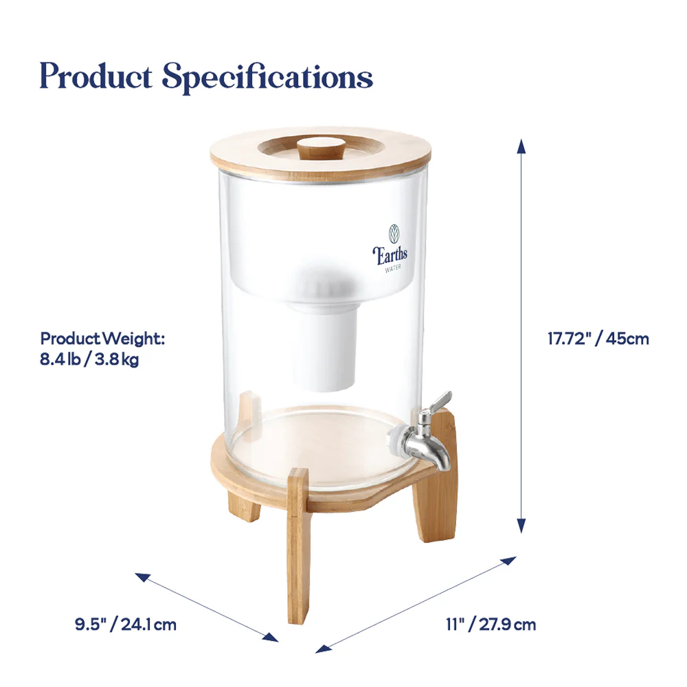 9L Glass Benchtop Alkaline Water Filter - Natural Bamboo - Image 4