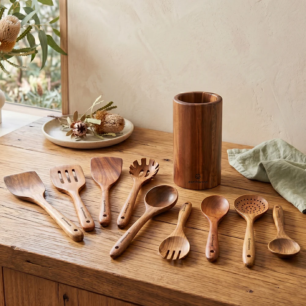 Acacia Wood Kitchen Utensils - 10 Piece Set - Image 10