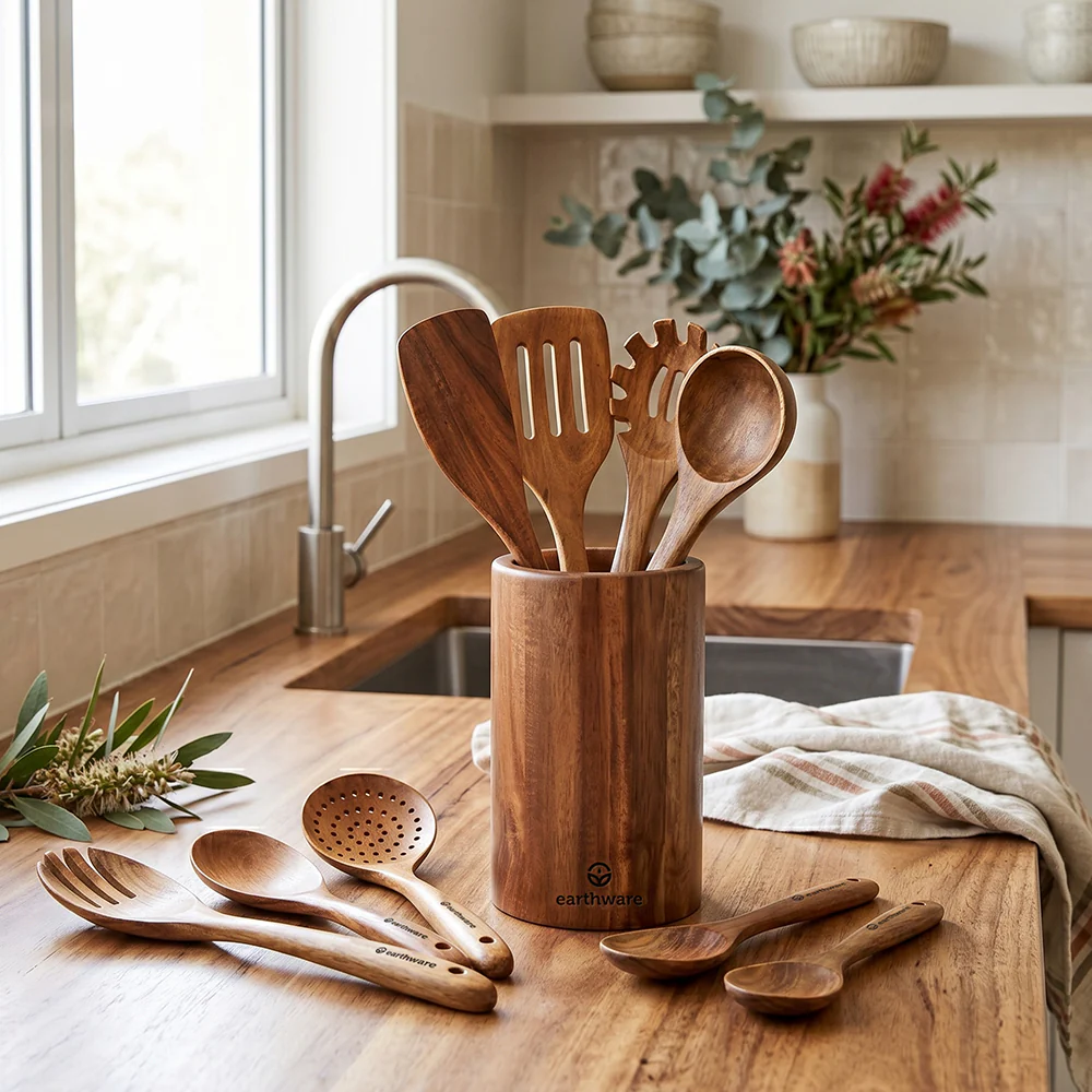 Acacia Wood Kitchen Utensils - 10 Piece Set - Image 11