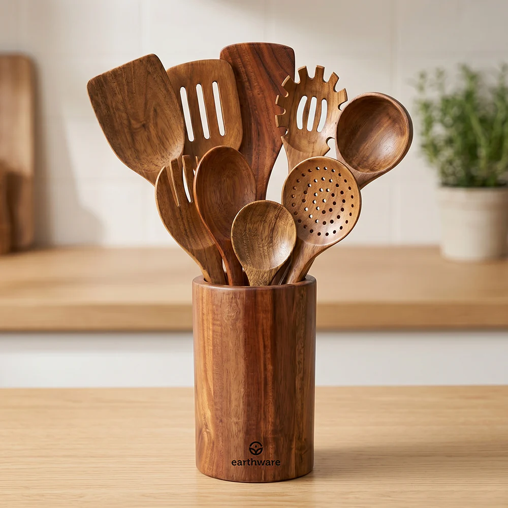 Acacia Wood Kitchen Utensils - 10 Piece Set - Image 9