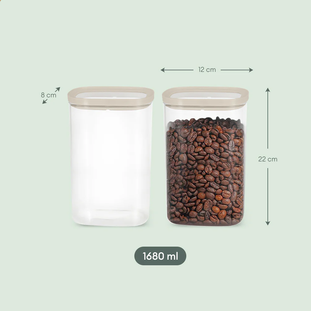 Cube Glass Pantry Storage Jars - 2 Pack (1680ml) - Image 3