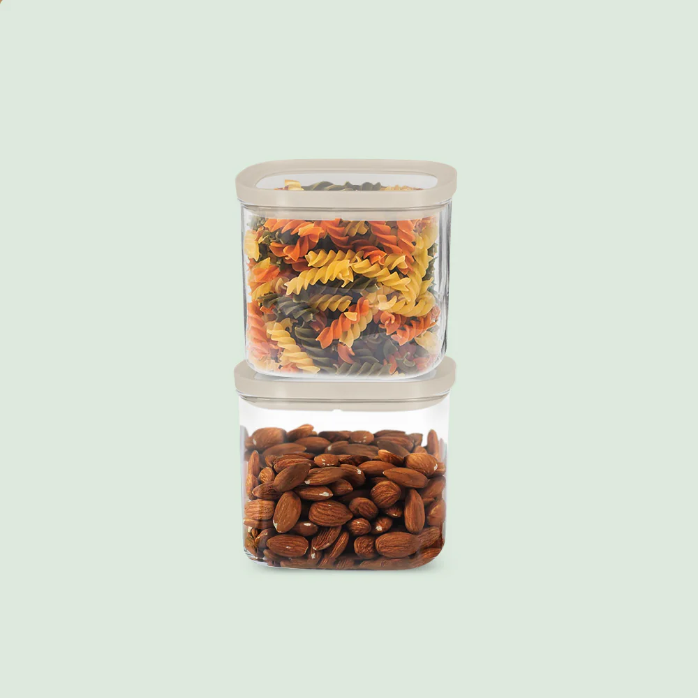 Cube Glass Pantry Storage Jars - 2 Pack (690ml) - Image 4