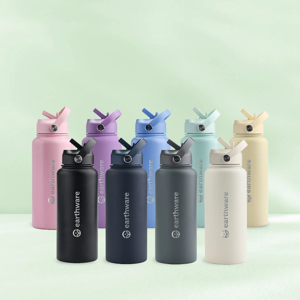 Premium Insulated Water Bottle with 2 x Caps - Mint (1L) - Image 4