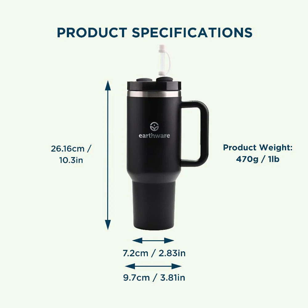 Premium Insulated Tumbler - Black (1.2L) - Image 3