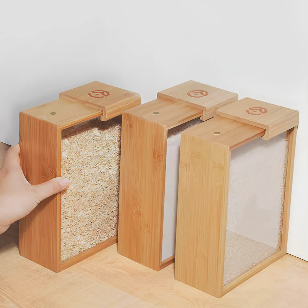 Glass & Bamboo Sliding-Lid Food Dispenser Set – 3-Pack - Image 9