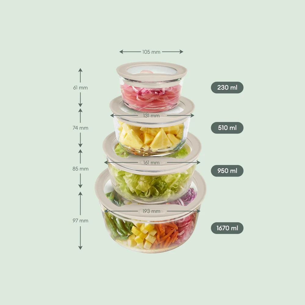 Glass Food Storage Containers - Circle (1670ml) - Image 2