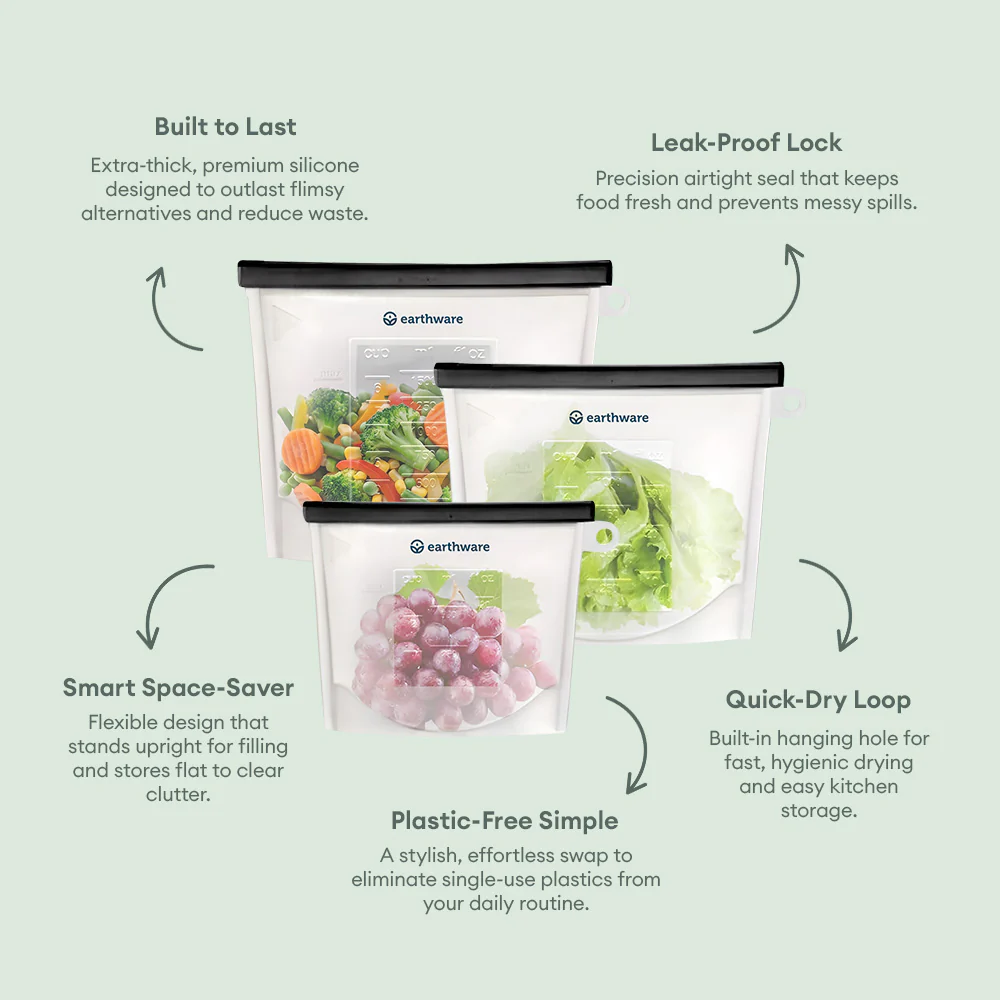 No-Tox Reusable Silicone Food Storage Bag - 3 Pack - Image 2