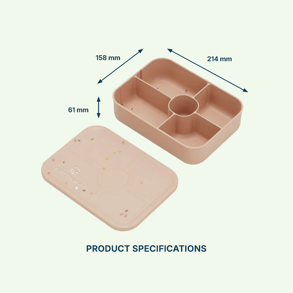 No-Tox Silicone Bento Lunch Box - 5 Compartments - Confetti Pink (1.2L) - Image 2