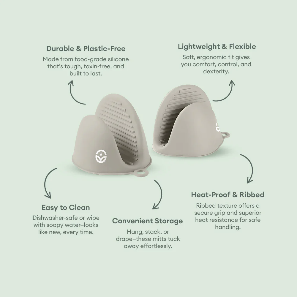 No-Tox Silicone Oven Mitt Set - Grey - Image 4