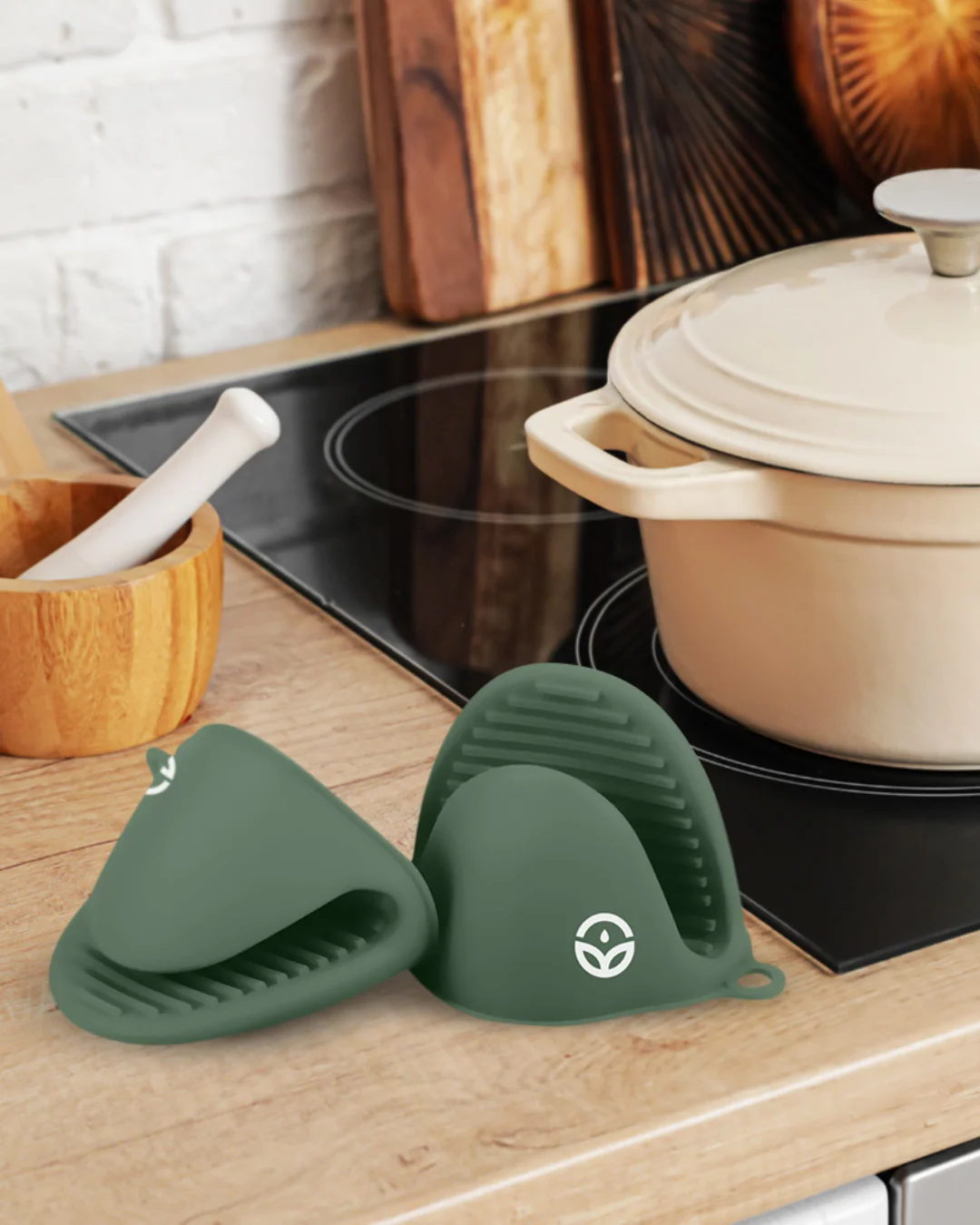 No-Tox Silicone Oven Mitt Set - Green - Image 8