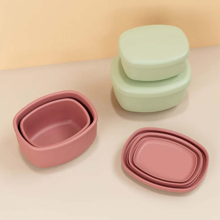 No-Tox Silicone Snack Box - 2 Pack - Olive (200ml + 350ml) - Image 4