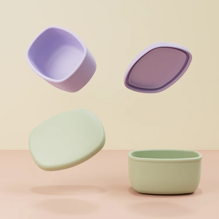 No-Tox Silicone Snack Box - 2 Pack - Olive (200ml + 350ml) - Image 3